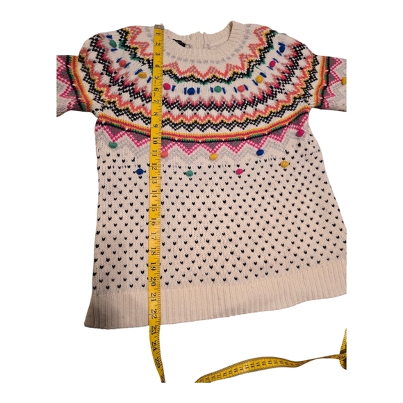 Talbots Women Sweater Pom Pom Crew Neck Petite Small Button Back - Picture 9 of 12